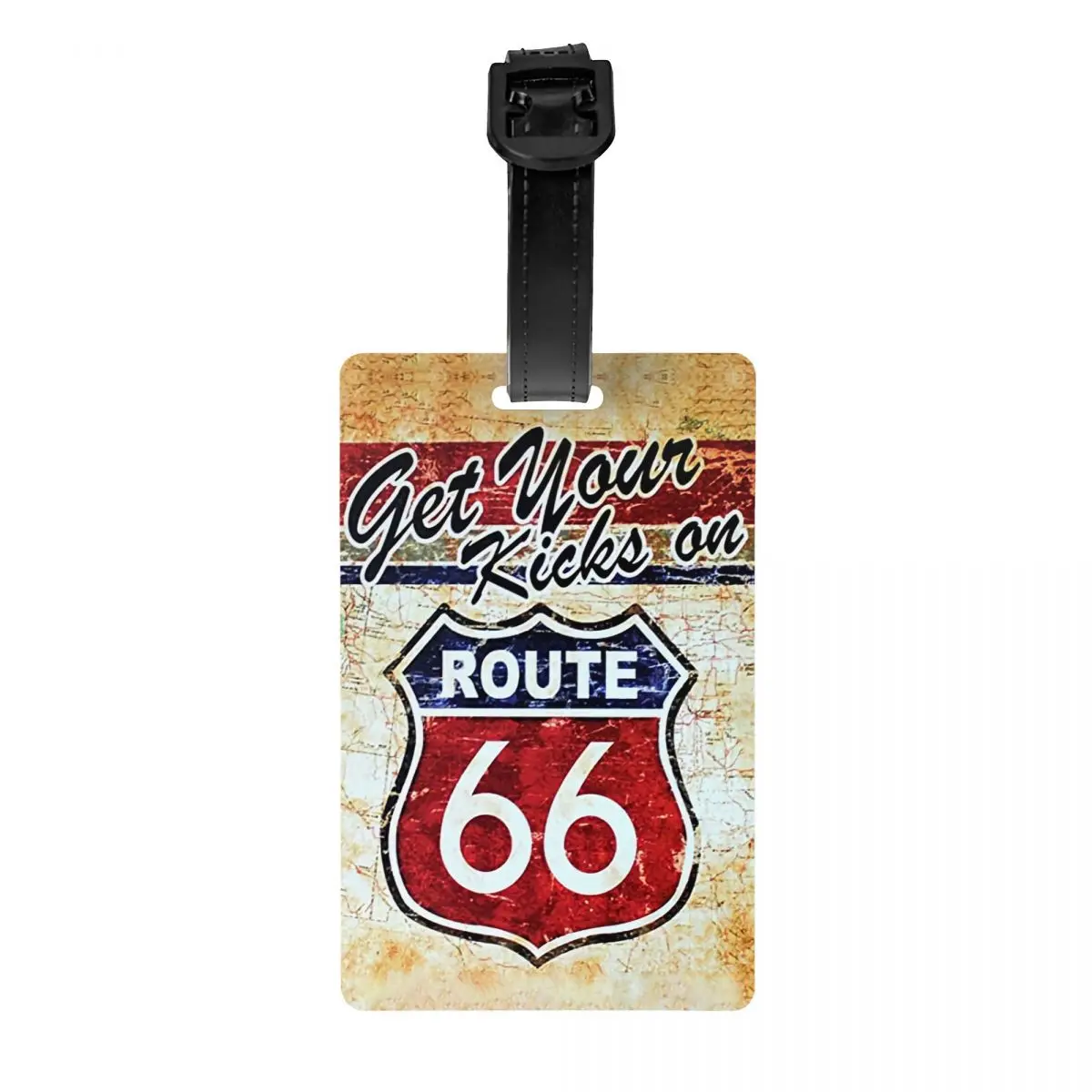 Custom American Road Route 66 Luggage Tag for Suitcases Privacy Cover Name ID Card