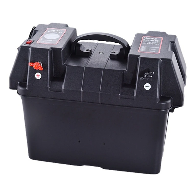 Smart Battery Box, 12V Marine Enclosure, Multi-Port And Circuit Breaker For Trolling Motor, Rv, Battery Tray Box