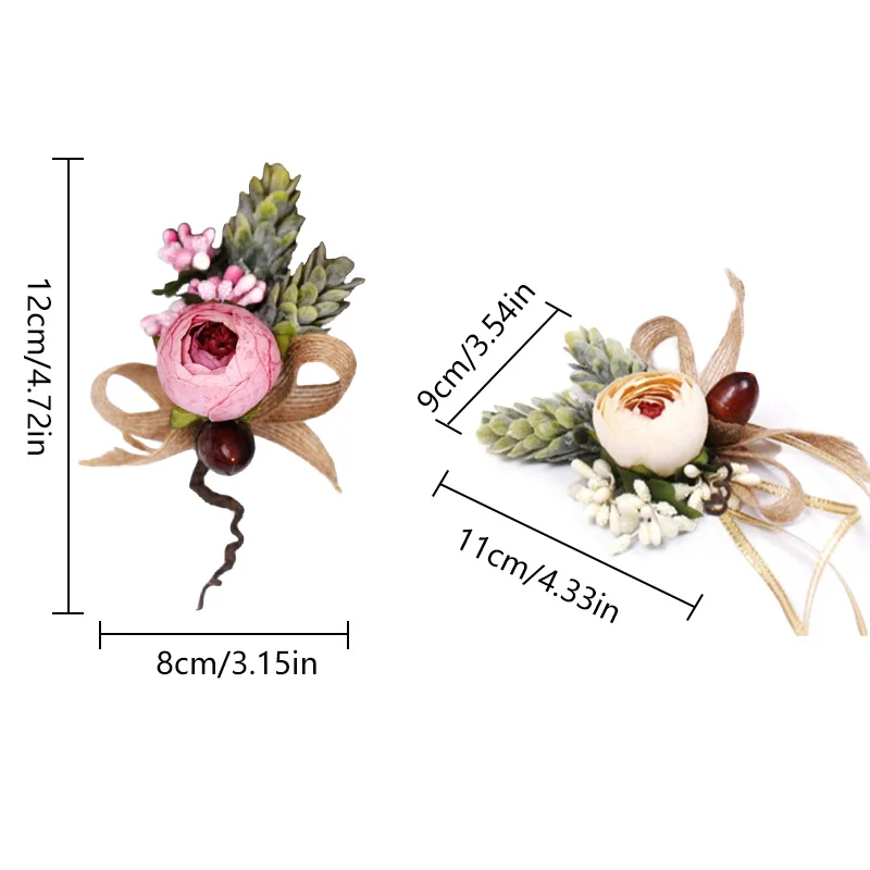 1PC Bride Wrist Corsage Hand Flower Linen Rope Boutonniere Party Wedding Accessories Performance Photo Props Decoration