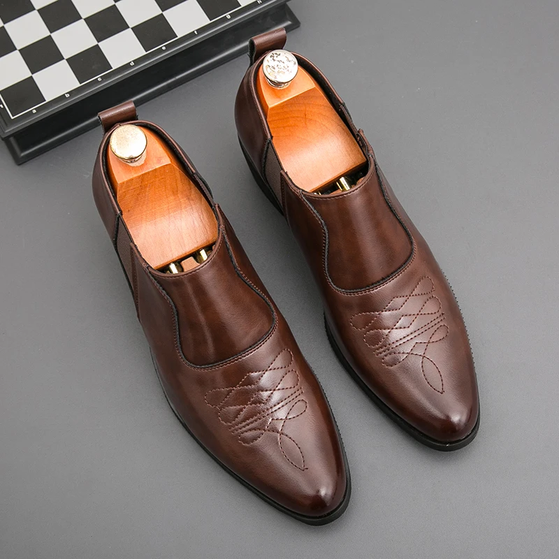

Men Loafers PU High Heels Pointed Business Banquet Comfortable Classic Men Shoes Size 38-46