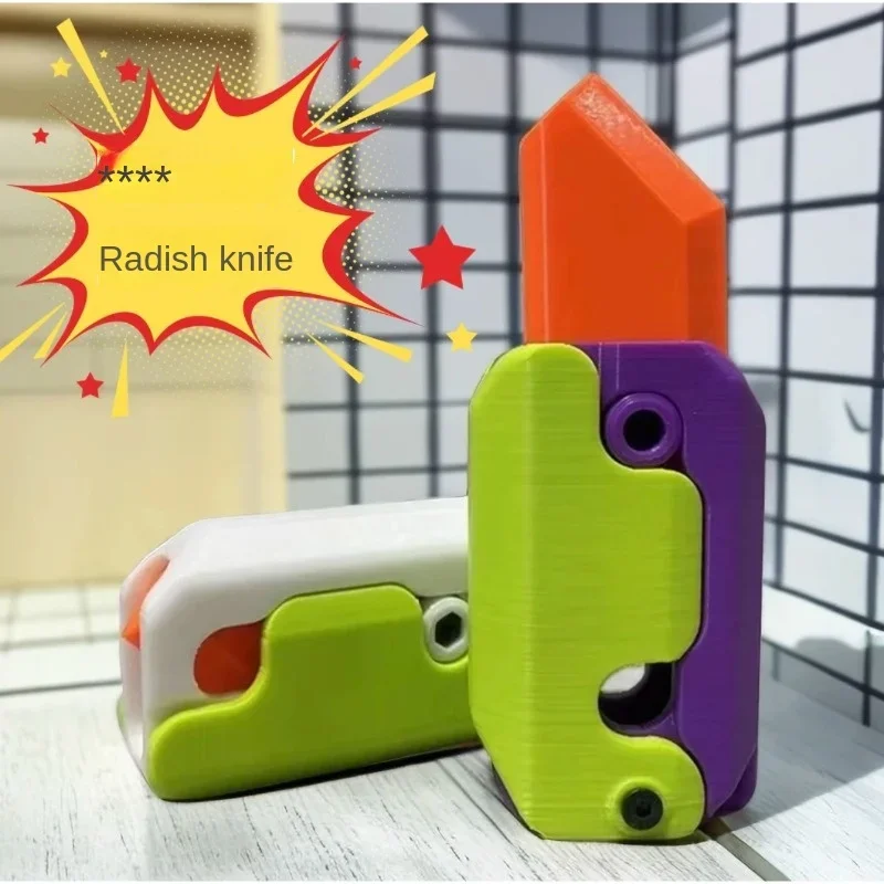 3D Gravity Radish Knife Fidget Toy Q Version Cute Healing Decompression Toy Kids Stress Relief Toy Halloween Christmas Gift