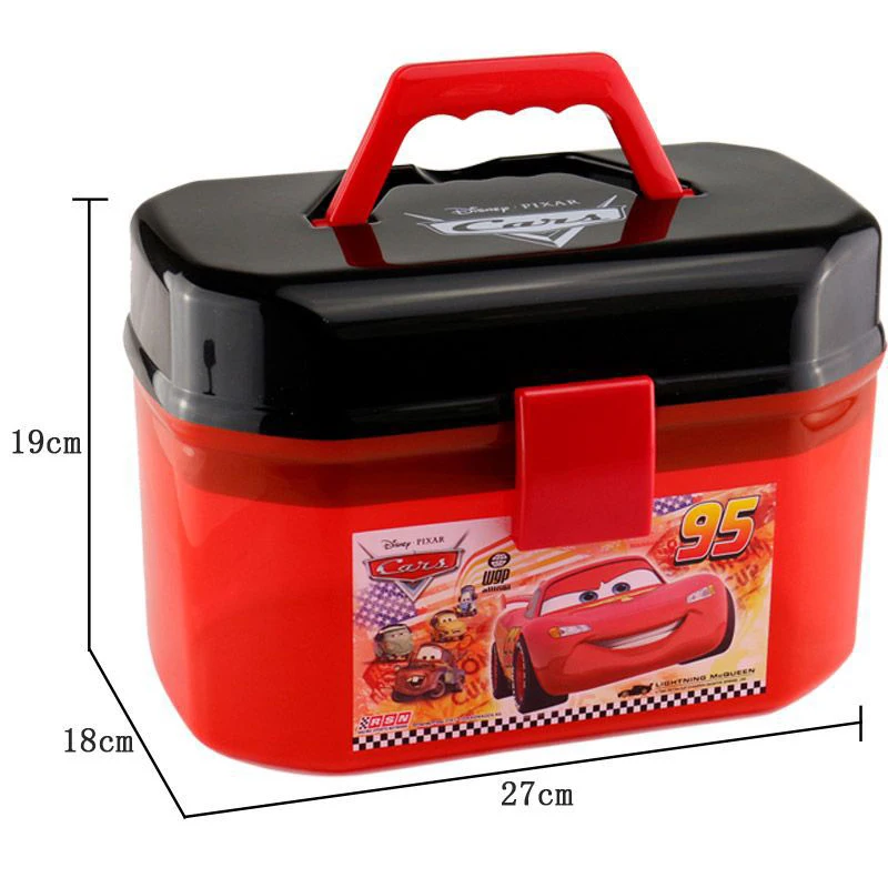 Disney Pixar Cars 2 3 Portable Storage Box Lightning Mcqueen Double Layers Car Toys Christmas Birthday Gift for Kids Boy