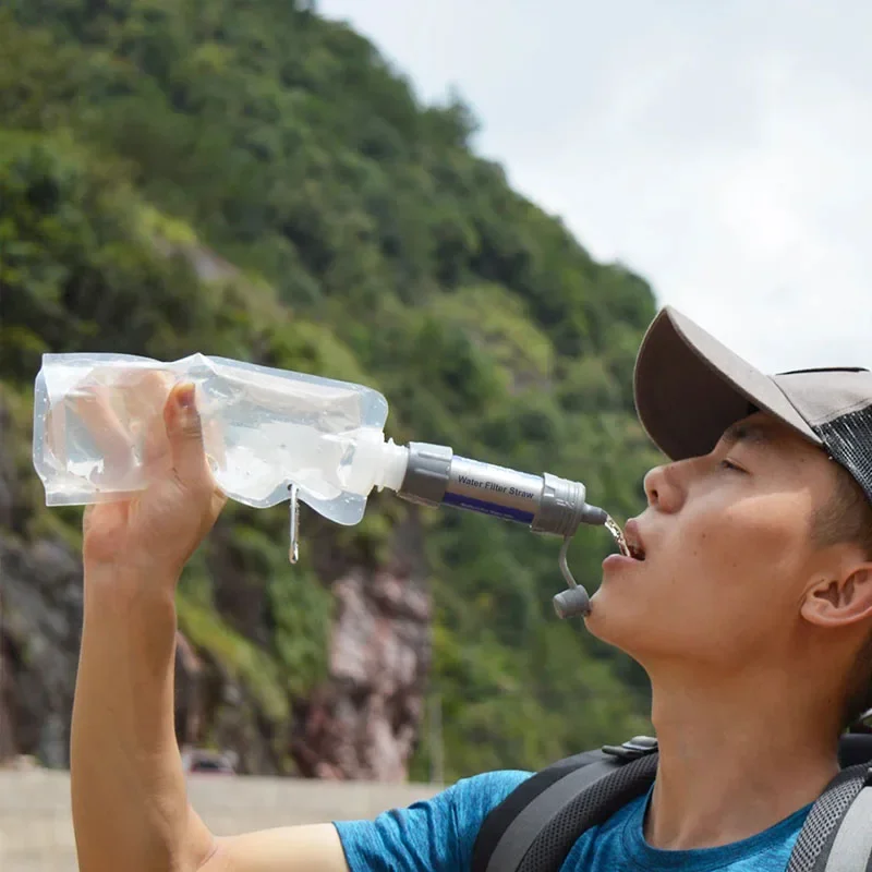 Filtro de agua al aire libre paja purificador de agua portátil supervivencia emergencia purificador de bebidas Camping senderismo mochilero emergencia