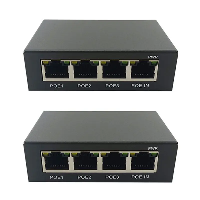 

Superior-2X 4Port Gigabit POE Extender 100/1000M Network Switch Extender IEEE802.3Af/At Plug&Play For Poe Switch NVR IP Camera A