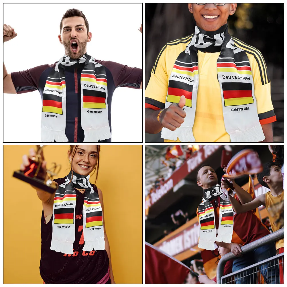 

4Pcs Soccer Fan Scarf Germany Flag Design National Team Football Scarf Knit Cheerleading Accessory Sports Event Party Favor