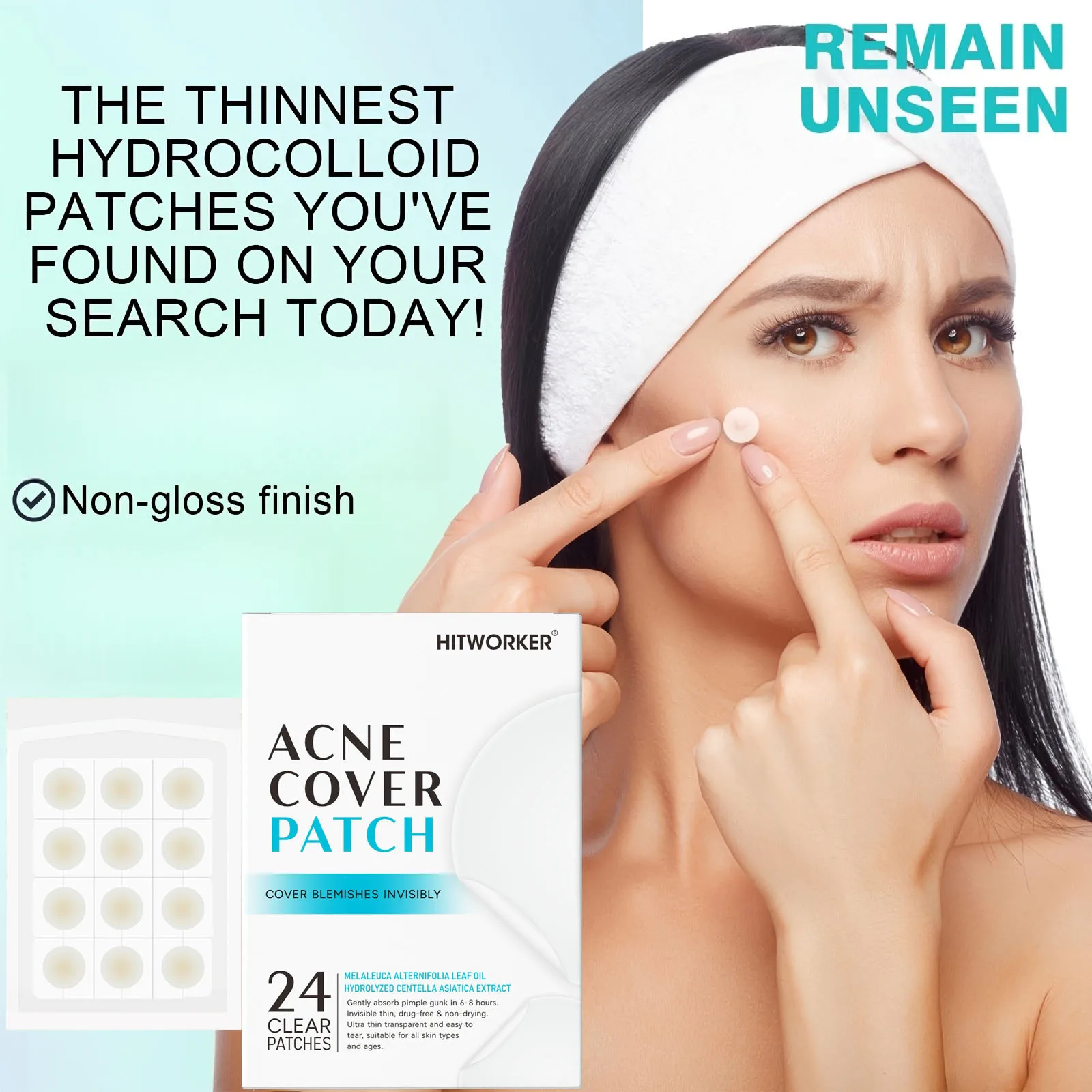 24pcs Hydrogel Patches, Gentle Breathable Facial Care, Lightweight Thin Unisex, Day Night Sealed Pack