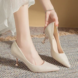 rimocy Bling Gold Silver Pointed Toe Pumps Women Rhinesthone Thin Heels Party Wedding Shoes Woman 2023 Shallow High-Heeled Shoes