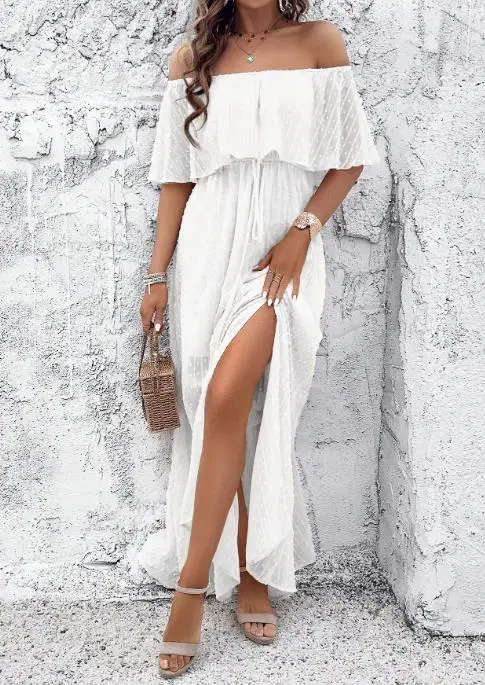 2025 primavera/verão nova moda feminina casual elegante cor sólida vestido de ombro único roupa feminina