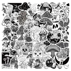 50pcs Black White Gothic Mushroom Stickers Laptop Phone Stationery Guitar Ipad Laptop DIY Sticker Handmade Scrapbooking Supplies