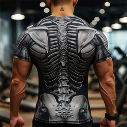 Men's T-Shirt Novelty Muscles Print Casual Short Sleeve Quick Drying Sportswear Tops Oversized Clothes Summer Sports T-Shirts