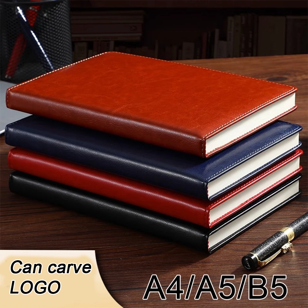 (Can Engrave Logo) A4/A5/B5 Hard-cover Business Notebook, Student Subject Notepads, Thickened Diary, Meeting Minutes