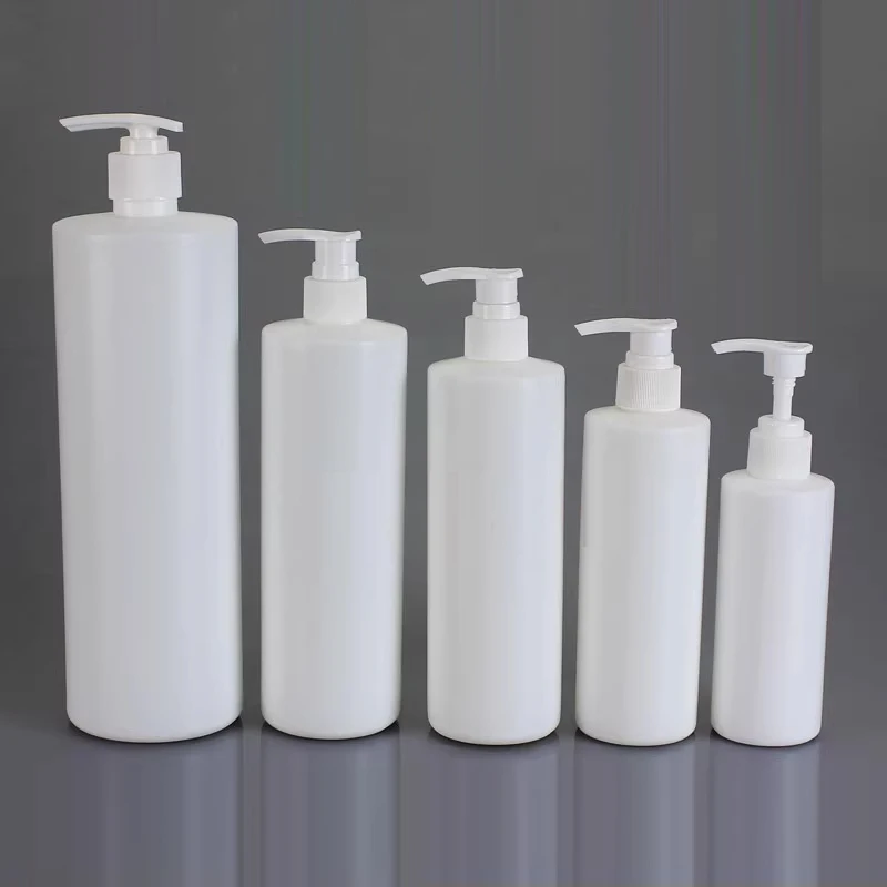 12pcs 100ml 200ml 300ml 400ml 500ml 1000ml Empty White Plastic Bottles With Screw Cap Lotion Cream Pump Shampoo Liquid Soap Oil