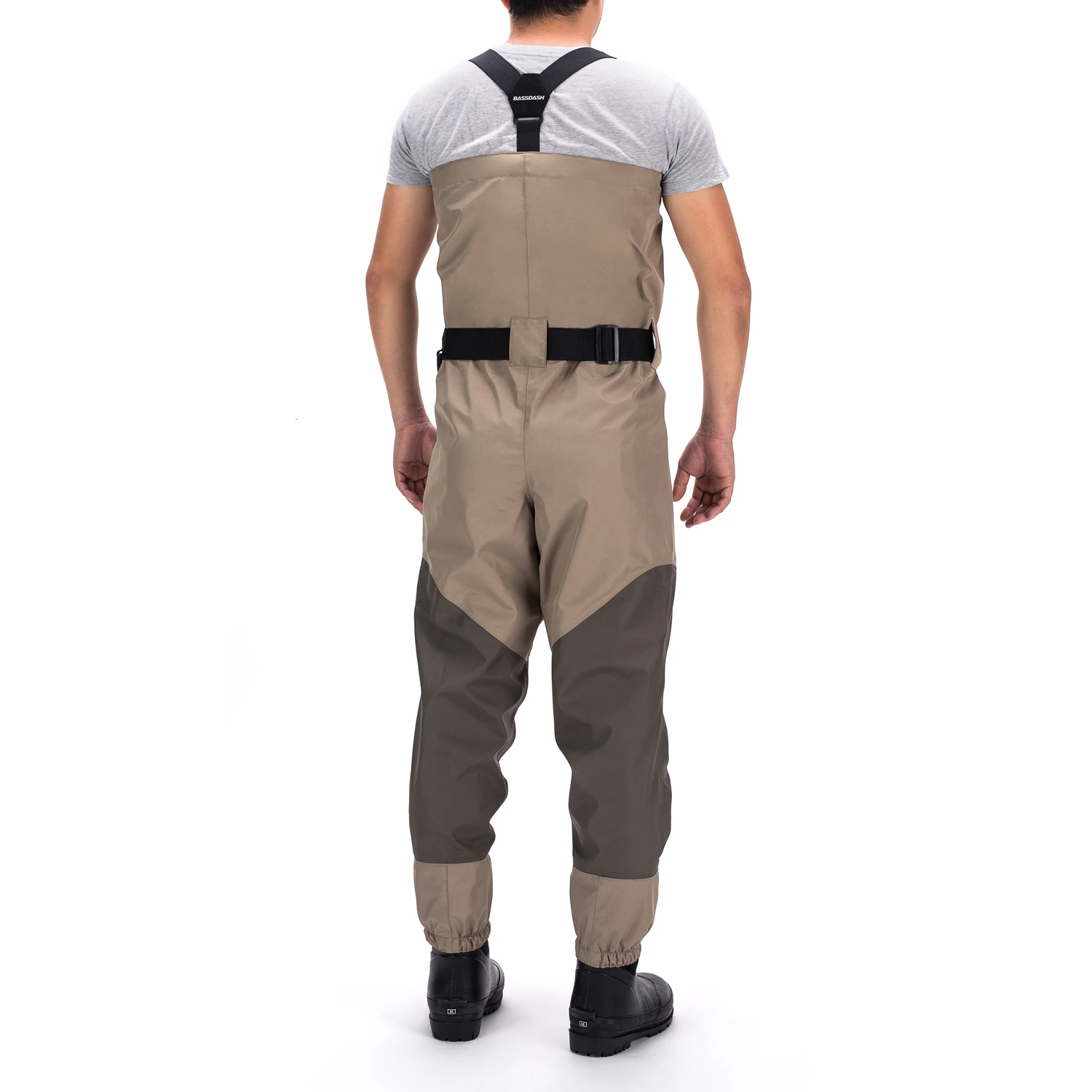 Bassdash Men Breathable Lightweight Chest and Waist Convertible Waders for Fishing and Hunting Long Pant With Boot Foot