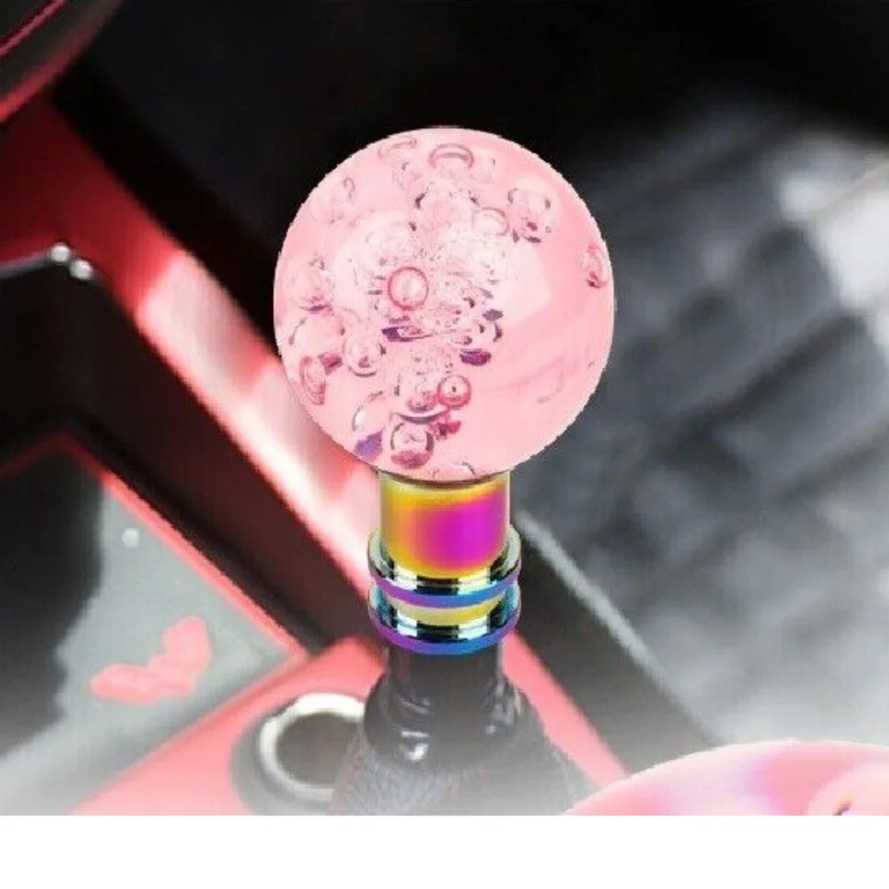 Universal Auto Gear Shift Knob Manual Acrylic Transparent Crystal Acrylic Gear Shifter Head Pink Lever Knob  Car Accessories