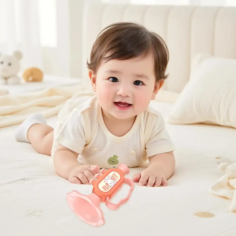 بوق صغير أزرق/وردي [مع حبل] صفارة هارمونيكا ممتعة للأطفال بعمر 0-1 سنة، آلة موسيقية خاصة للرضع