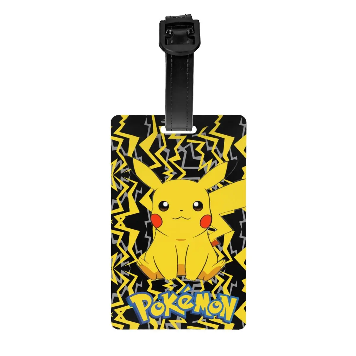 Tag bagasi Pokemon Pikachu kustom dengan kartu nama penutup privasi Label ID untuk tas koper perjalanan