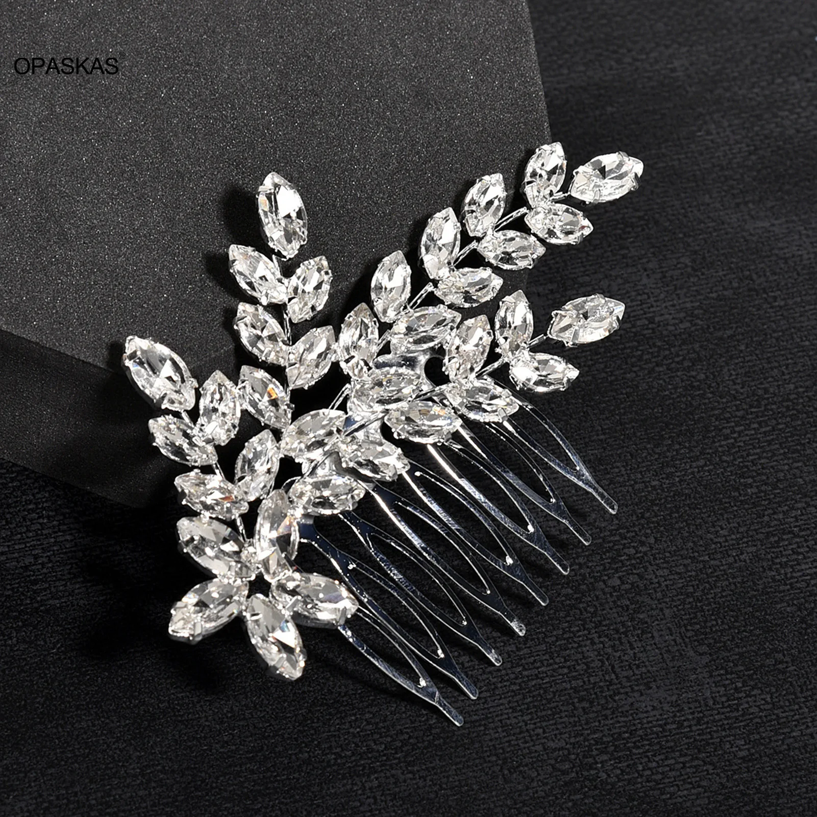 Fashion Hair Comb Hairpin Wedding Tiaras For Women Silver Color Leaves Shaped Hair Forks Side Pin Charm Bride Hair Jewelry