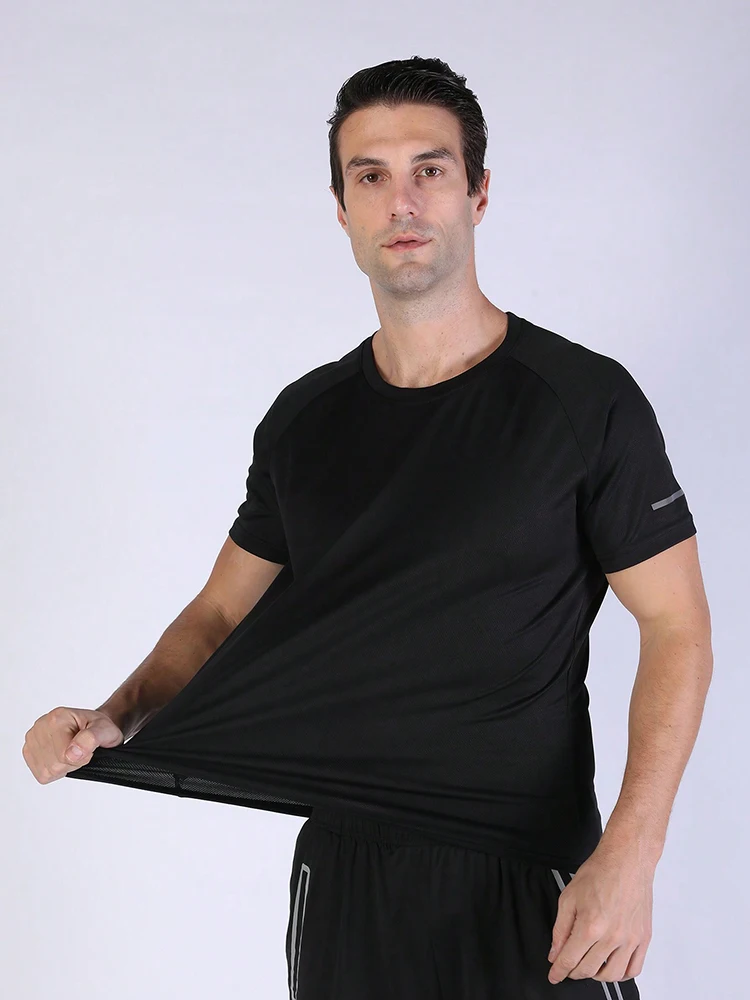 5 PCS Men\'s Casual Breathable Loose T-shirt, Crew Neck Short-Sleeve Top For Outdoor Gym Running,Quick-drying Sportswear