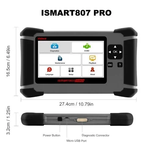 Vident iSmart807Pro Todo o sistema OBDII Scanner Todos faz a ferramenta de diagnóstico DPF ABS AIRBAG OIL LIFE RESET