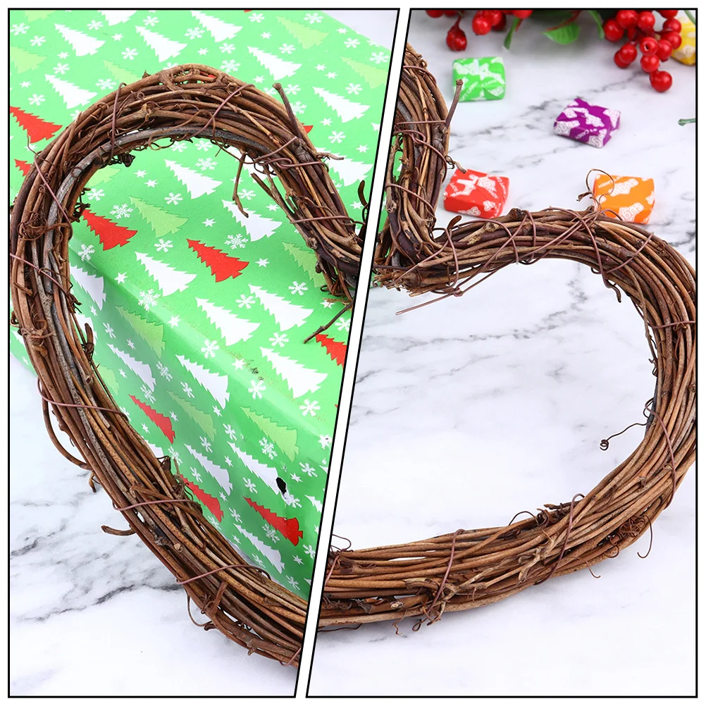 Rustic Heart Wreaths Garland Wedding Decor Christmas Adornments Pendant Heart-shaped Rattan