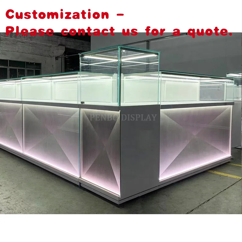 

custom.High End Jewelry Showcase Design Customized Tempered Glass Jewelry Display Counter Jewelry Shop Display Cabinet With Led