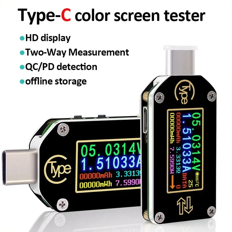 

Type-C TC66/TC66C PD Trigger Digital Voltage Ammeter Capacity Meter Multimeter 2 Way Measurement Charger Battery USB Tester