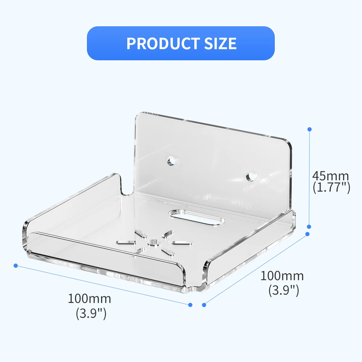 Wall Mount Stand Clear Acrylic Floating Shelf No Drill Tray for Router Camera Speaker Small Items in Bedroom Living Room Office