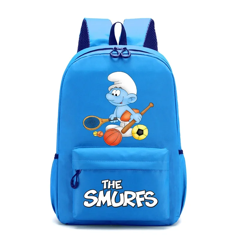 Anime Smurfs Kid Boy Child Student School Bag Movie Cartoon Backpack Women Teenager Laptop Office Rucksack Storage Knapsack Gift