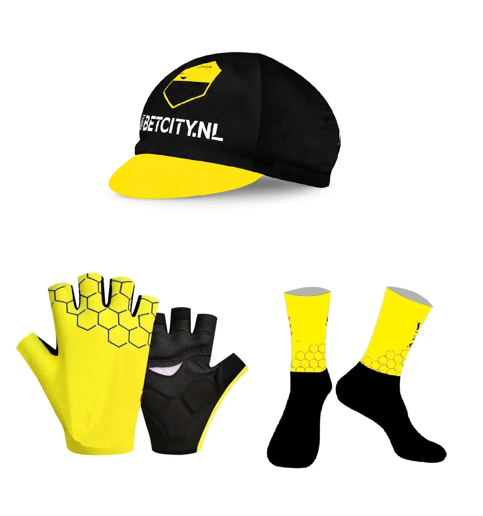 2024 JUMBO TEAM One Pair Half Finger Cycling Gloves + ONE PAIR CYCLING SOCKS+Polyester Caps