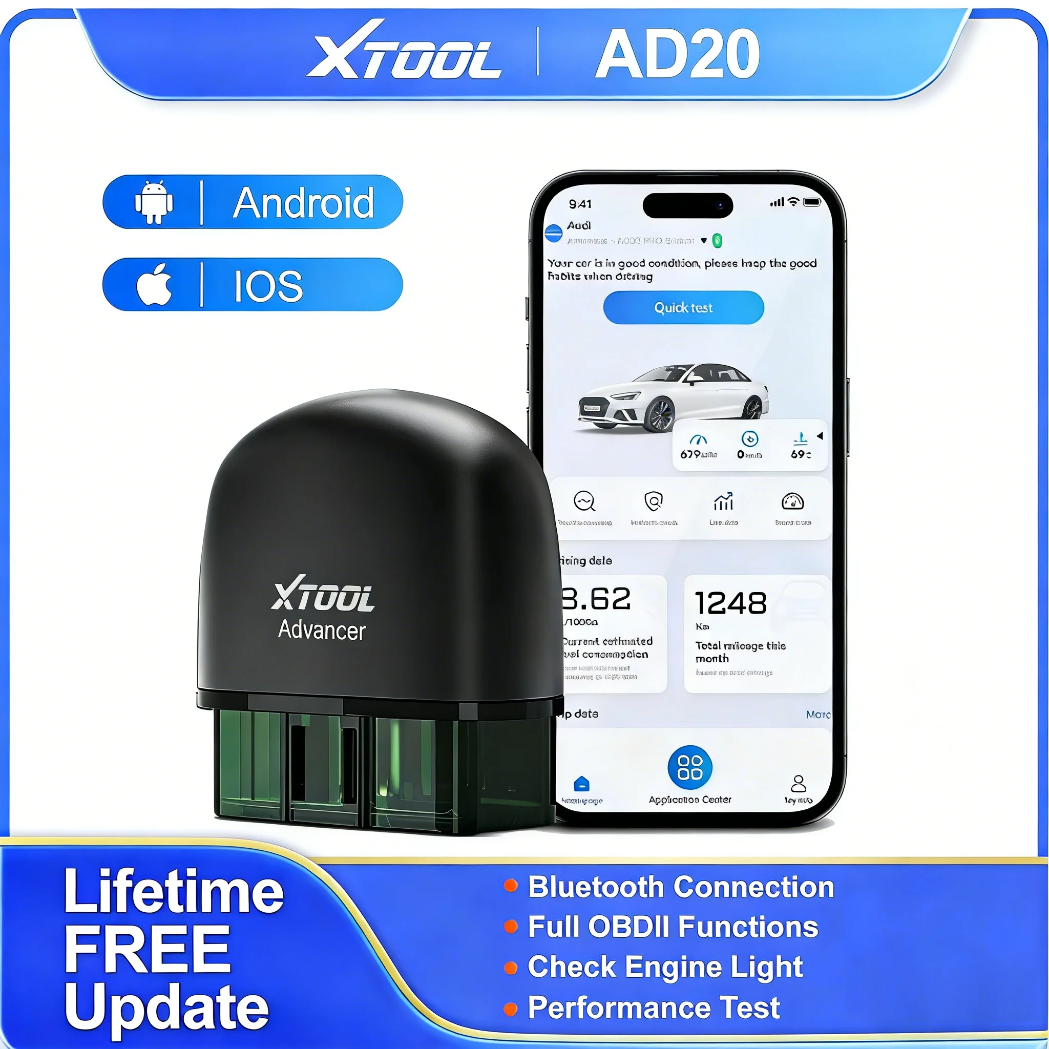 XTOOL AD20 – Najlepszy skaner OBD2 z wyświetlaczem HUD dla każdego kierowcy