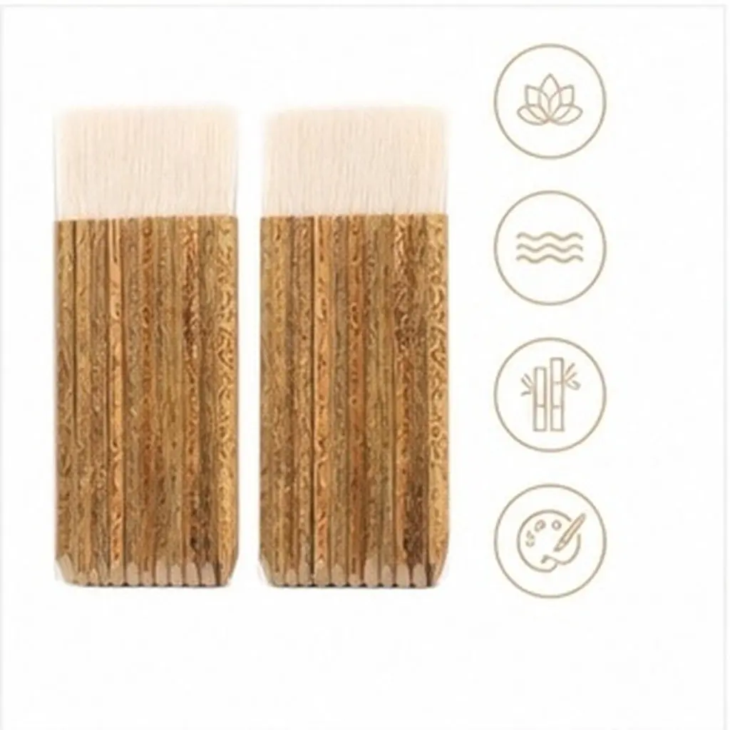 2Pcs Soft Bristle Hake Brushes Bamboo Handle for Calligraphy Sketching Pottery Watercolor Oil Acrylic Craft Paint Glue Brush