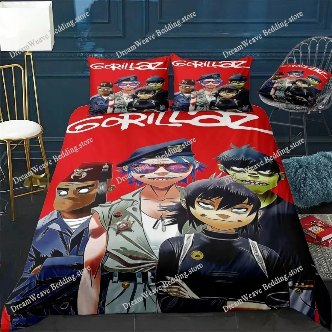 Home Textile Cartoons Music Band Gorillaz Cover Duvet Cover Pillow Case Boy Girl Polyester Bedding Set King Queen Twin Size741