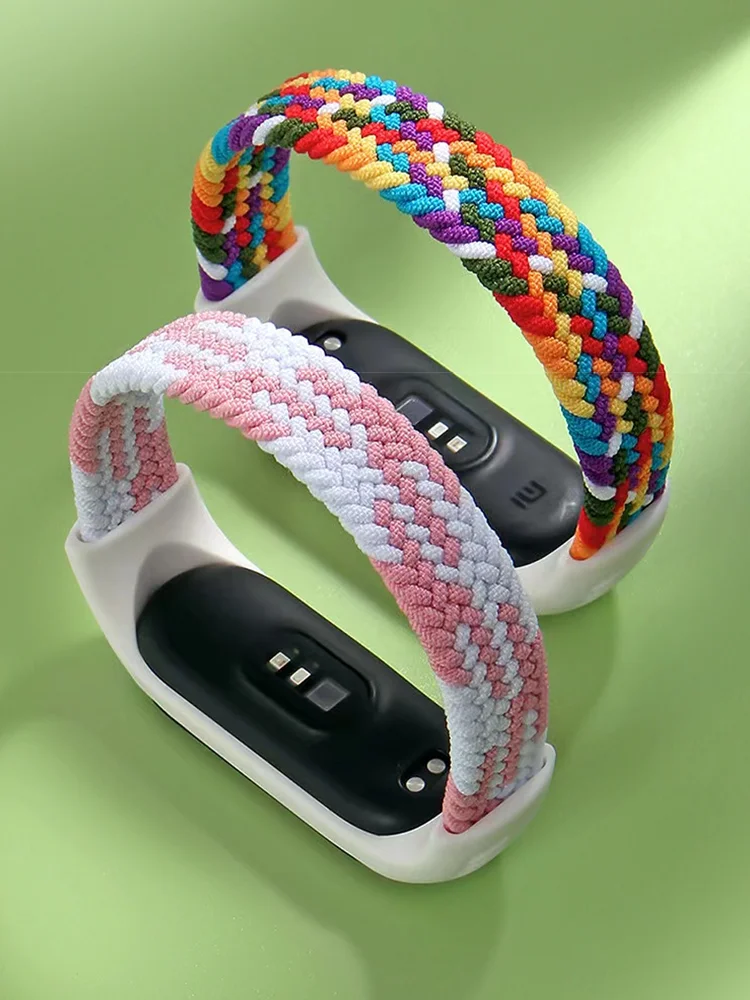 Pleciony pasek z pętlą Solo do Xiaomi Mi band 7 6 5 4 3 NFC nylonowy pasek zamienny bransoletka na nadgarstek correa Mi band 4 5 6 7 pasek