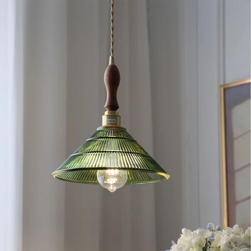 American Style Glass Pendent Lamp, Retro Style Decor Lighting Fixtures for Bedrooms Living Rooms Parlor Balconies Cafes