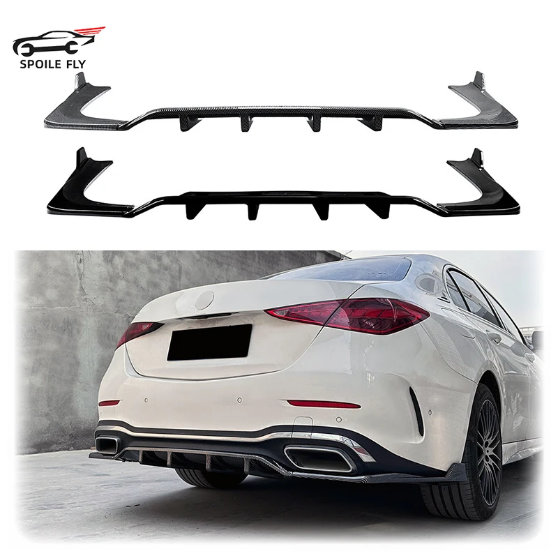 

Car Rear Bumper Lip ABS Spoiler Glossy Black Or Carbon Fiber Look Body Kit For Mercedes Benz C Class W206 C200 C43 AMG 2022+