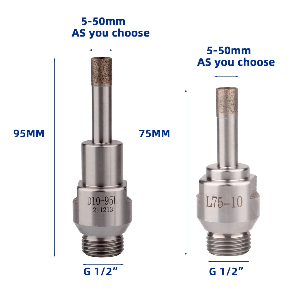 One-piece Diameter 5mm~50mm,Sintered Diamond core drill bit,Belgium thread Mount-YG 1/2\'\'.Glass drilling machine