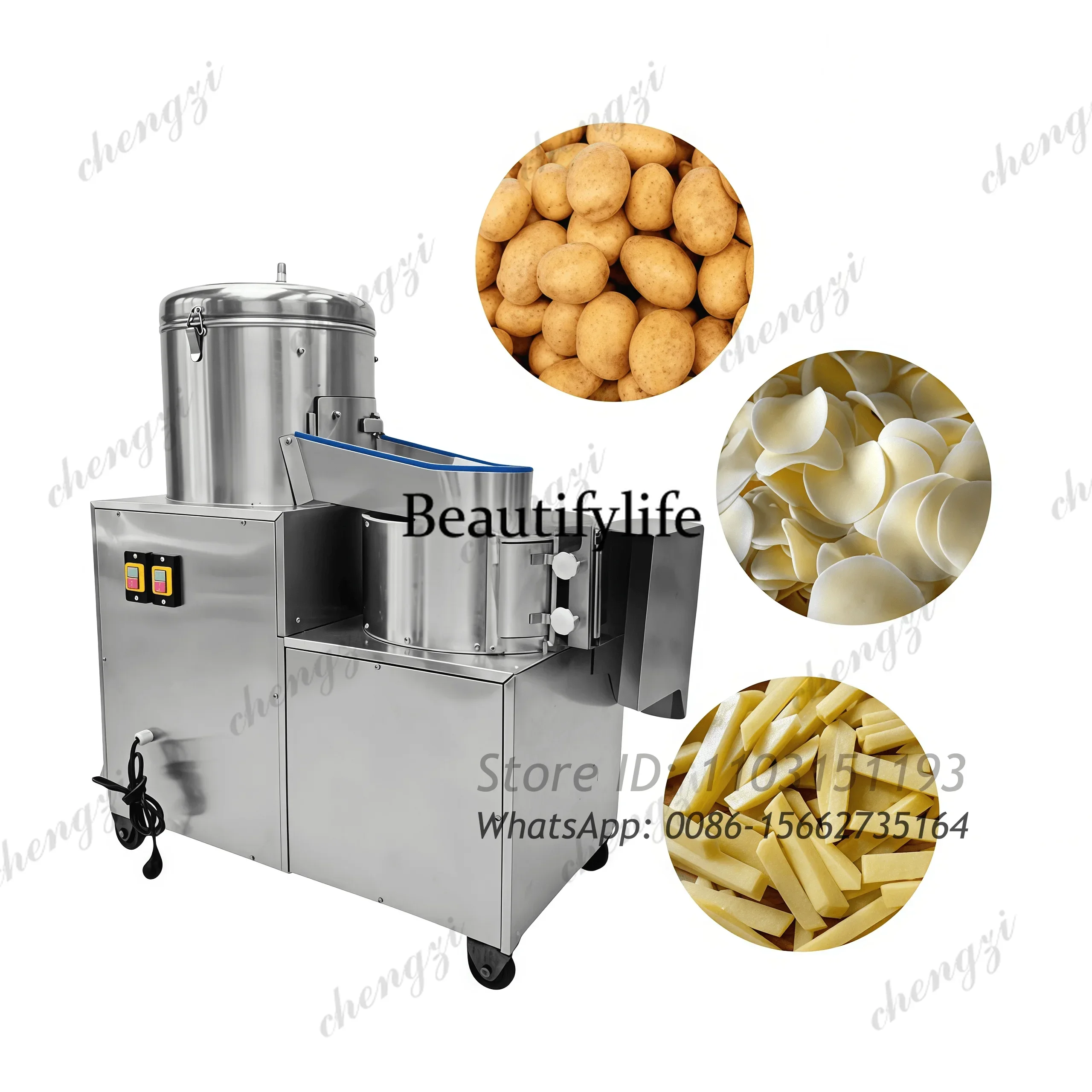 Industrial Taro Carrot Potato Washer Peeler Machine Electric Root Cleaning French Fries Crisps Cutter Slicer Peeling Machine