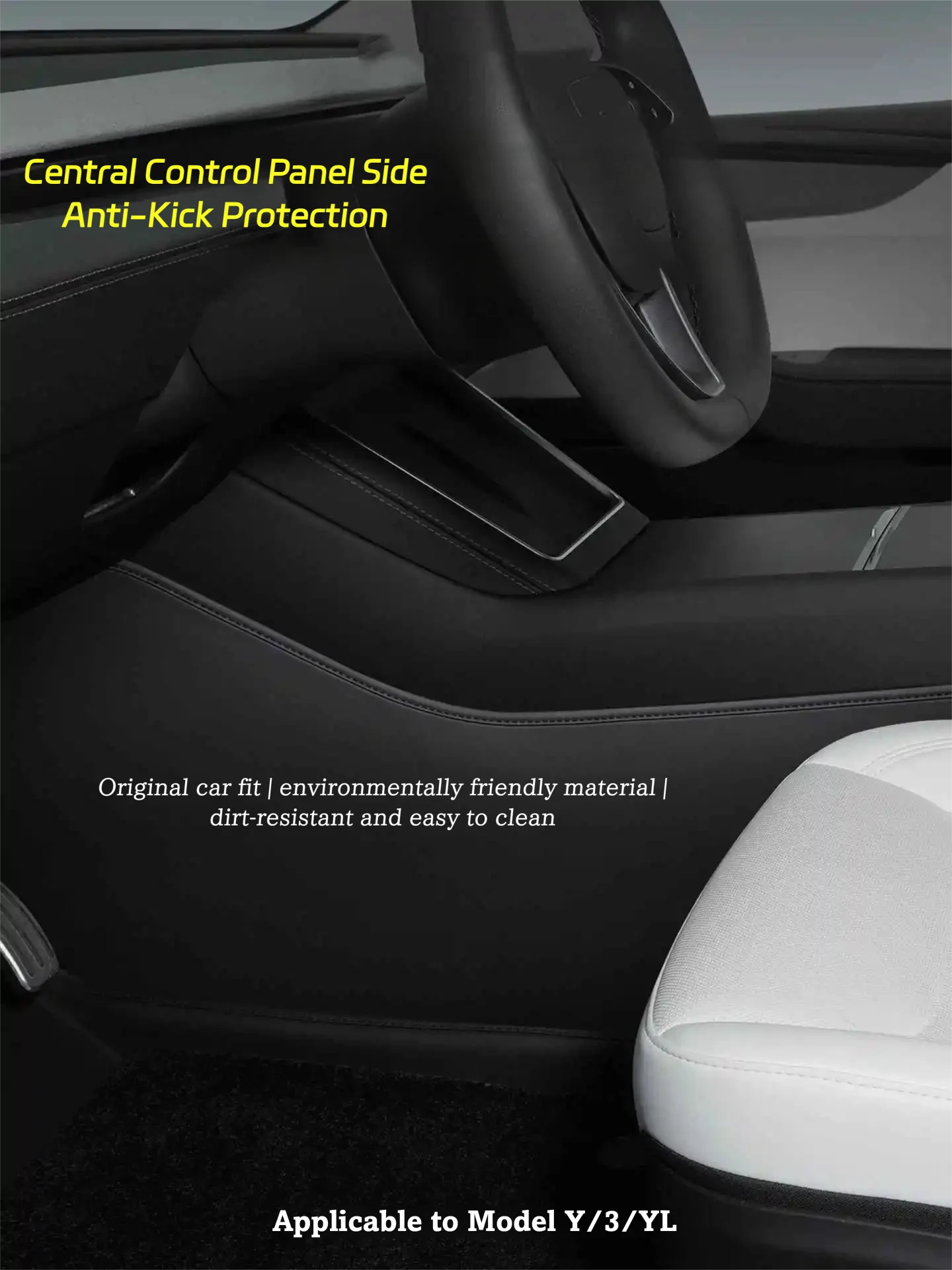 Center Console Side Panel Protector Anti-Kick Guard for Tesla Model 3 Highland / Model Y Juniper / Model Y L 2 PCS Set