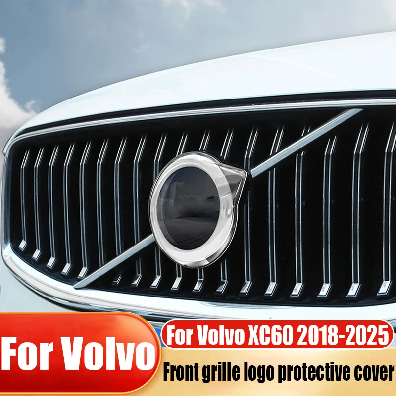 

Для Volvo XC60 2018-2025 ABS модификация передней решетки логотип прозрачный защитный чехол аксессуары для наружного украшения автомобиля