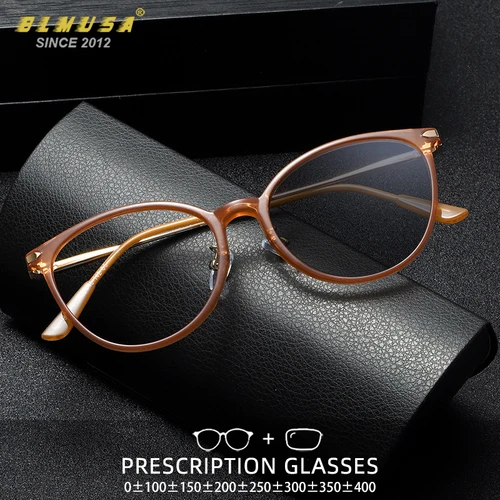 Imagen 1 del producto BLMUSA, gafas redondas Retro ultraligeras para mujer, montura de gafas con filtro de luz azul, gafas de lectura fotocromáticas para miopía, gafas graduadas
