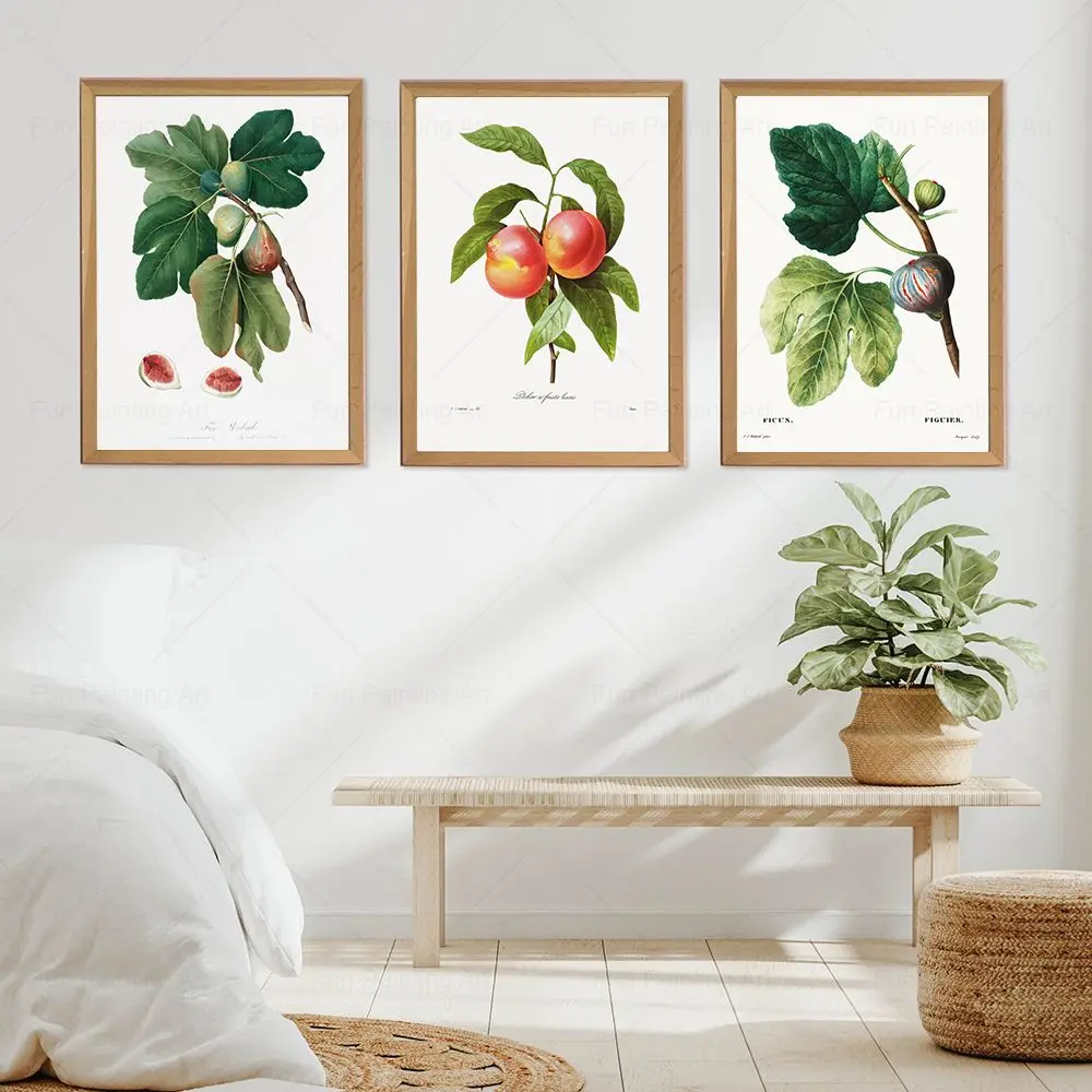 Vintage Fruit Poster Pinus Fig Peach Lemon Scandinavian Canvas Painting Retro Wall Art Prints for Kitchen Dining Room Home Decor