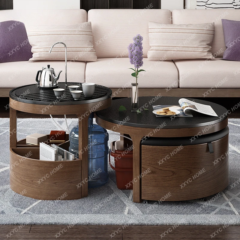 Kung Fu Tea Table Automatic Water Feeding Bay Window Balcony Small Tea Table Simple Modern Solid Wood Multifunctional Furniture