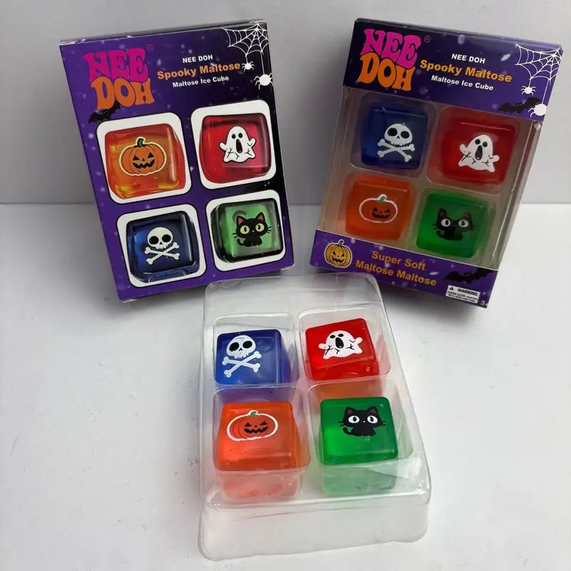 Needoh Halloween Spooky Squishy Ice Cube Super Soft Stress Relief Toy Pumpkin Ghost Skull Black Cat Fidget Adult Anxiety Relief - view 4
