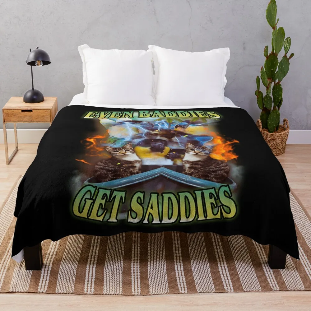 Even Baddies Get Saddies Cat Funny Meme 2024 Throw Blanket Bed covers Personalized Gift Winter beds Blankets
