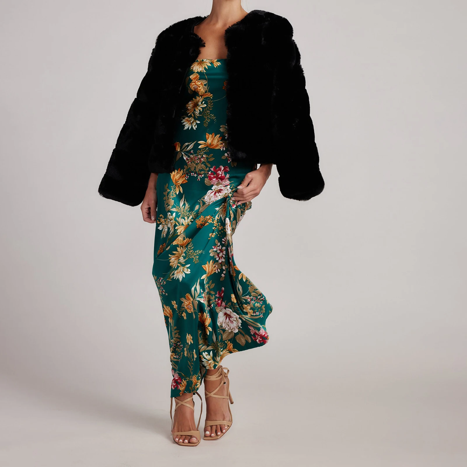 Abito tubino senza spalline da donna Abito lungo senza schienale con stampa floreale casual estiva per abiti da cocktail party beach streetwear