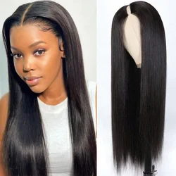 V Part Straight Human Hair Wig Natural Color Peruvian Hair Glueless 10-30 Inches No Leave Out V Part Straight Human Hair Wigs