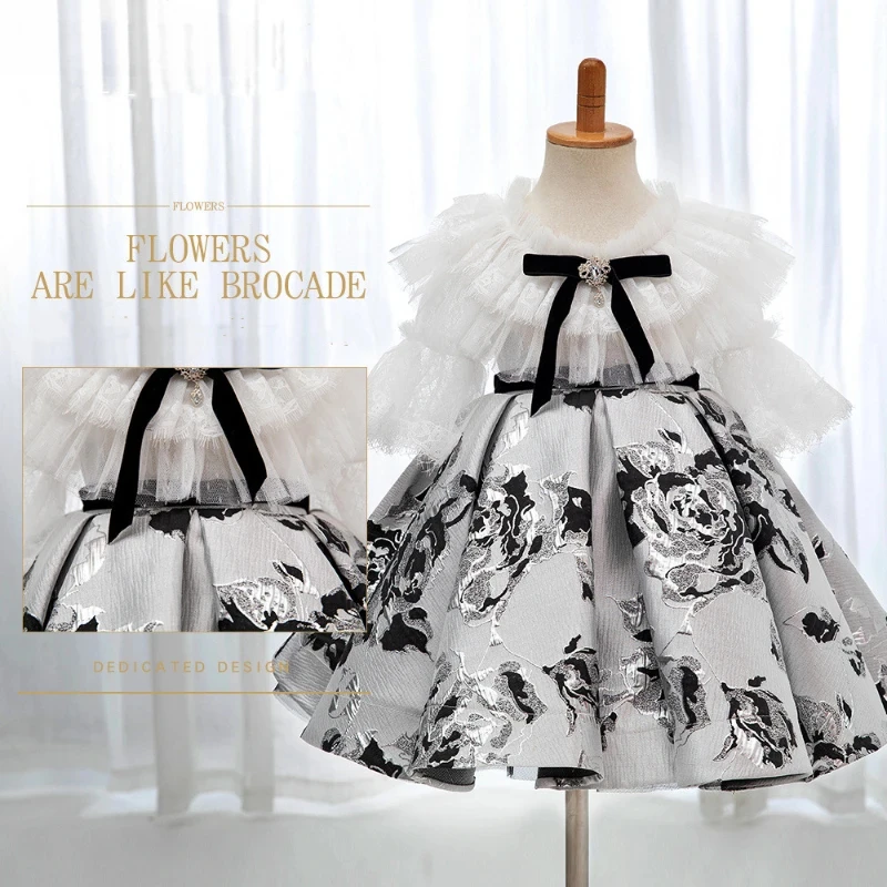 

1st Birthday Baptism Princess Dress for Baby Girl Lolita Ball Gown Infant Kids Matching Children Luxury Vestidos Korean Outfit