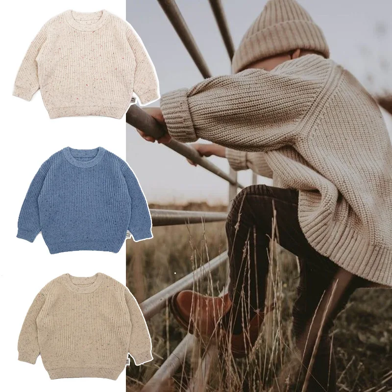 2024 Clibeso Kids Korean Fashionable Pullover Sweater for Autumn Winter Infants Casual Loose Cotton Pulsweetheart Children Tops