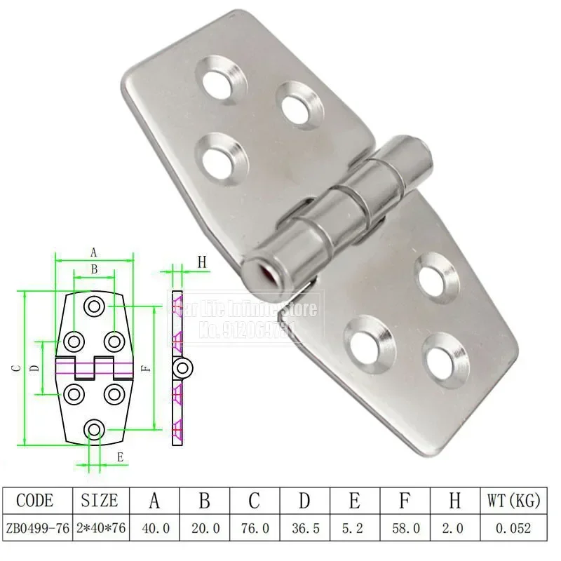 10Pcs Boat Hinge 316 Stainless Steel Strap Door/Window/Cabinet/Deck Flush Mount For Marine Yacht RV Camper Marine Accessories