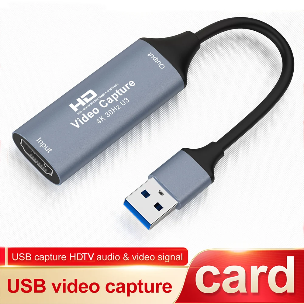 USB 3.0 Video Capture Card 4K 30Hz HDMI-compatible to USB 3.0 Type-C Game Grabber Record For Switch Xbox PS5/4 Live Broadcast